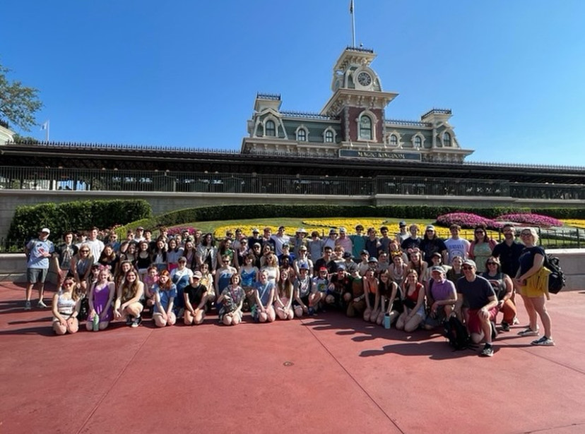 SHS+music+students+posed+for+a+group+photo+at+the+Magic+Kingdom+at+Walt+Disney+World