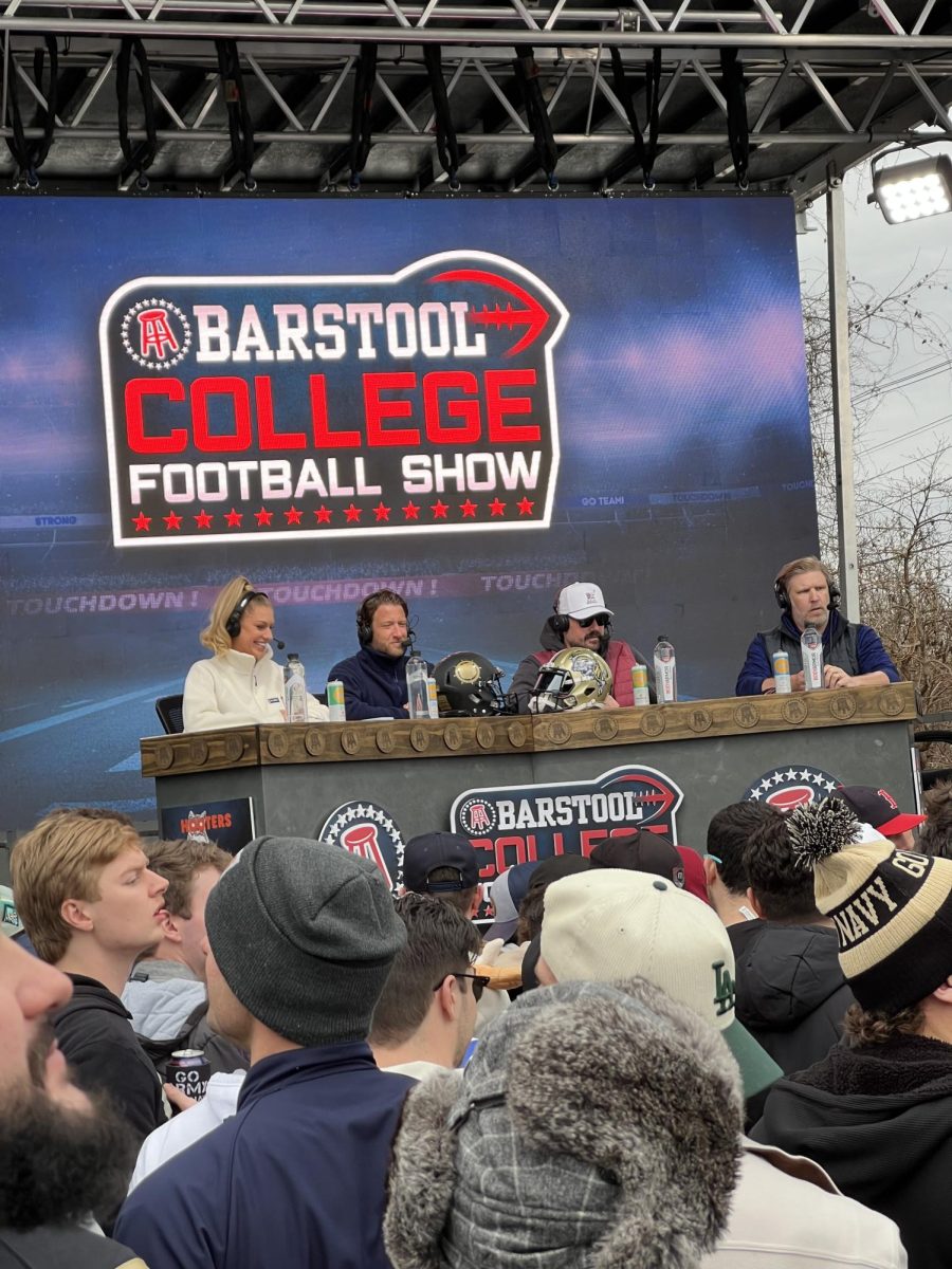 Fantasy Football fans enjoy the pregame show before the 2023 Army Navy Game 