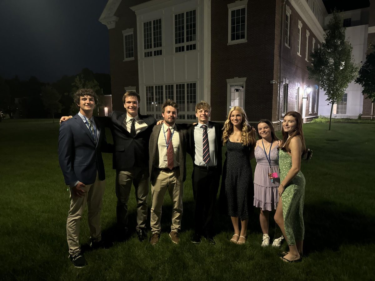 Scituate seniors Gil Nabstedt, Wyllys Ames, Courtland Hare, Nicolai Bokavich, Jane Ryan, Kelsie Modder, and Liah Brennan pictured at the Girls and Boys State Garden Party