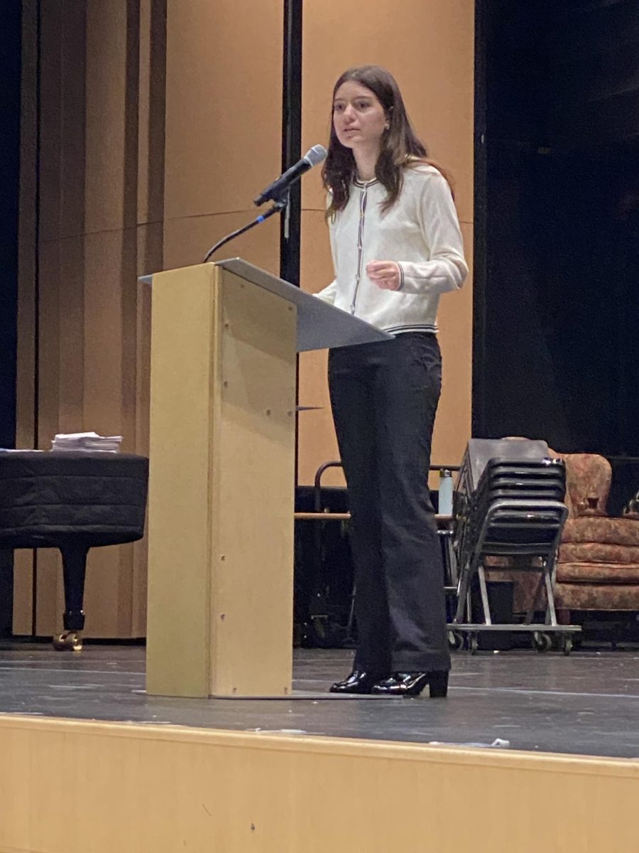 Anzhelika Khadzhem earned first place in the 2024 Voice of Democracy Speech Contest at SHS