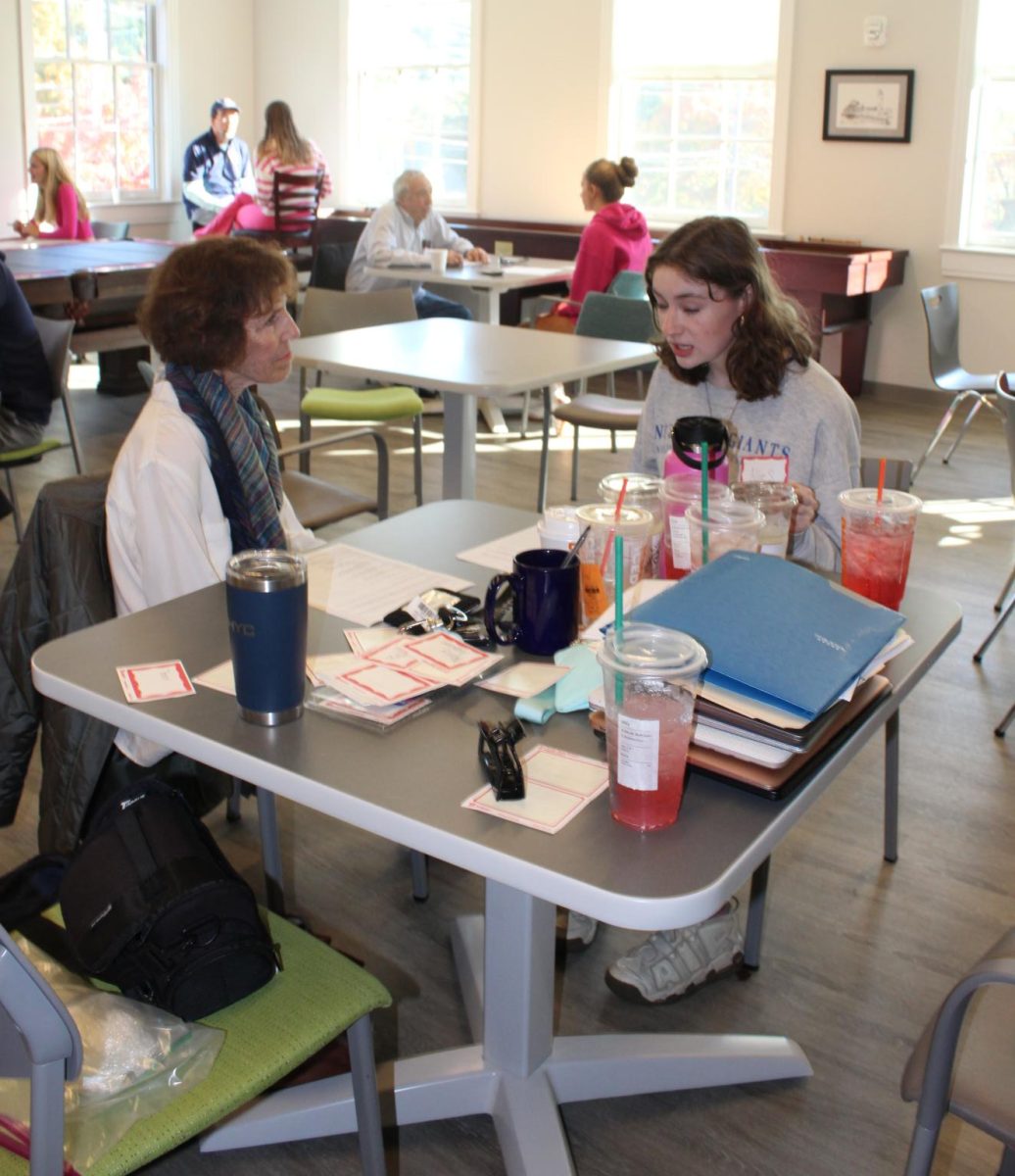 Local artist Nancy Sargent Howell (left) was interviewed by SHS senior Allison Secaur during the first College, Career, and Community Day